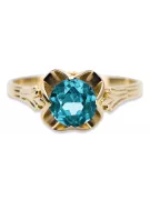 Vintage craft Ring Aquamarine 14K Yellow gold vrc023y